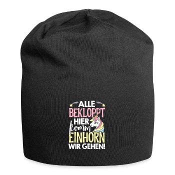 Alle Bekloppt Hier Komm Einhorn Wir Gehen Einhörne - Jersey-Beanie - Schwarz - Vorne