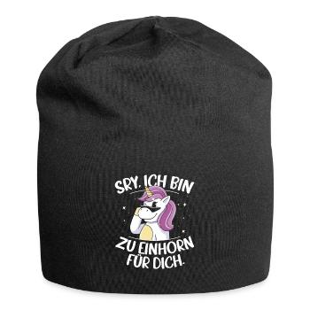 Sorry Ich Bin Zu Einhorn Für Dich Regenbogen Glitz - Jersey-Beanie - Schwarz - Vorne