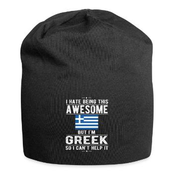 Greek Greece Flag Greek origin - Jersey Beanie - black - Front