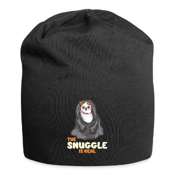 The Snuggle is a real cat in a blanket - Jersey Beanie - black - Front