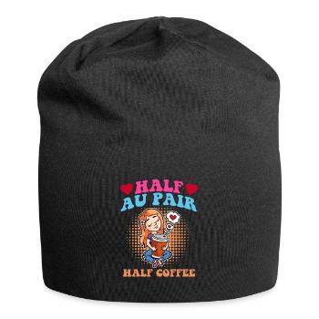 Halbes Au Pair halber Kaffee - Jersey-Beanie - Schwarz - Vorne