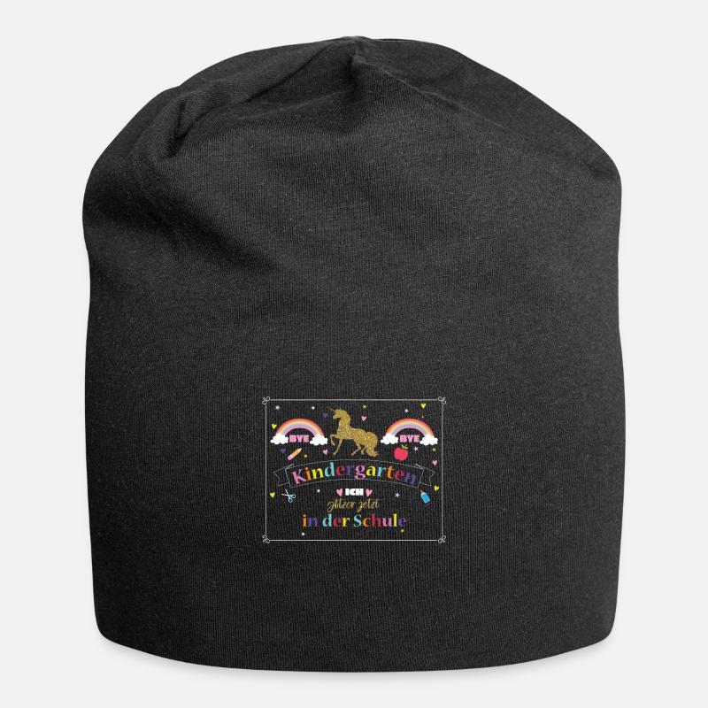 Kindergarten Glitter Einhorn Rainbow School Kinder - Jersey-Beanie - Schwarz