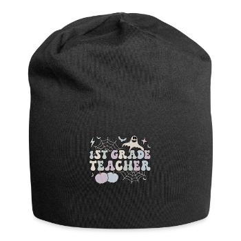 1st Grade Teacher Halloween 1st Team First Grade - Jersey Beanie - black - Front