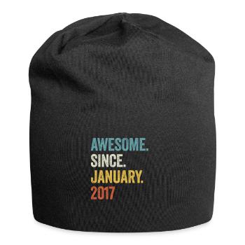 Awesome Since January 2017 6. Geburtstag - Jersey-Beanie - Schwarz - Vorne