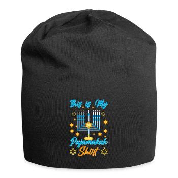 Chanukka Hanukka Dreidel Latkes Hanukkah - Jersey-Beanie - Schwarz - Vorne