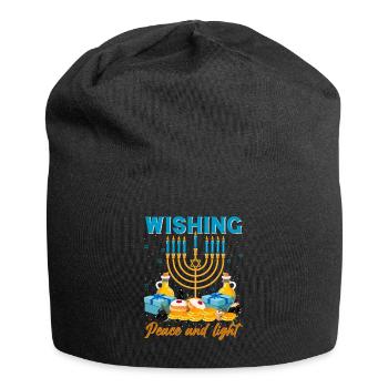 Chanukka Hanukka Dreidel Latkes Hanukkah - Jersey-Beanie - Schwarz - Vorne