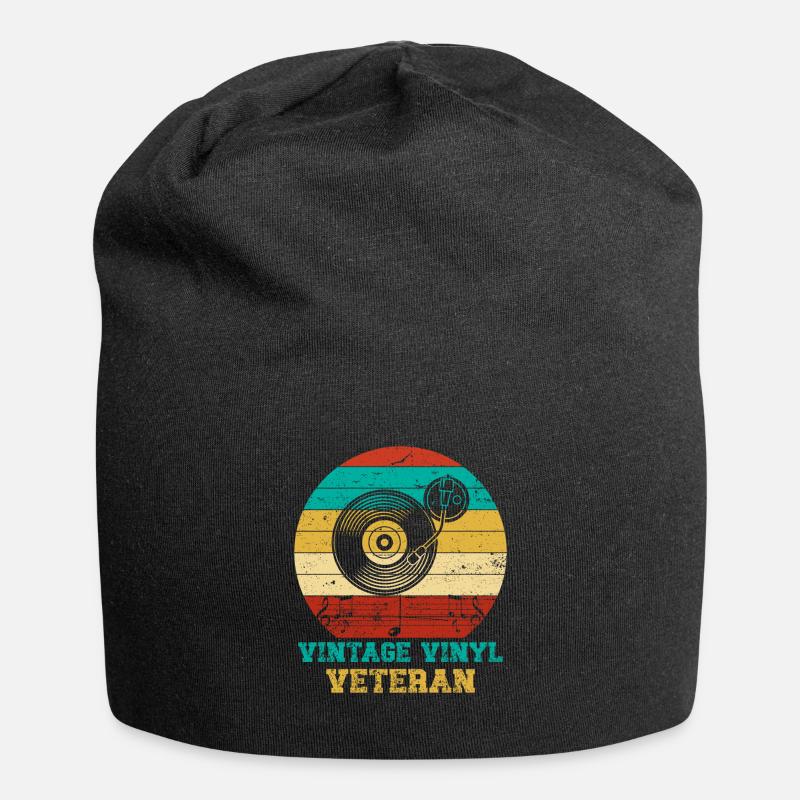 Retro Vinyl Sammlung Schallplatte Plattenspieler - Jersey-Beanie - Schwarz