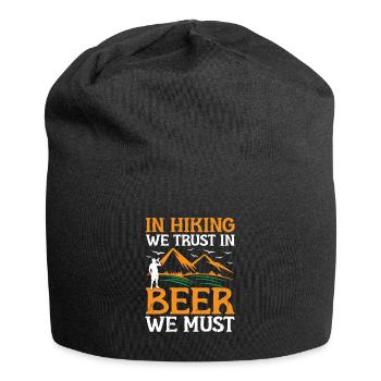 Hiking Hiker Nature Trekking Outdoor Mountaineerin - Jersey Beanie - black - Front