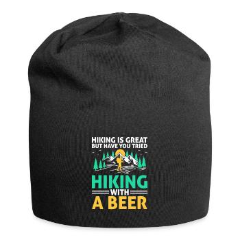 Wandern Wanderer Natur Trekking Outdoor Bergsteigerin - Jersey-Beanie - Schwarz - Vorne