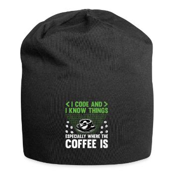 Café Codage Programmeur Codeur Développeur Nerd Coff - Bonnet en jersey - noir - Devant