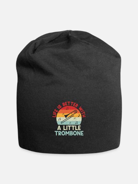 Trombonist Trombone Player Marching Band Trombone - Jersey Beanie - black