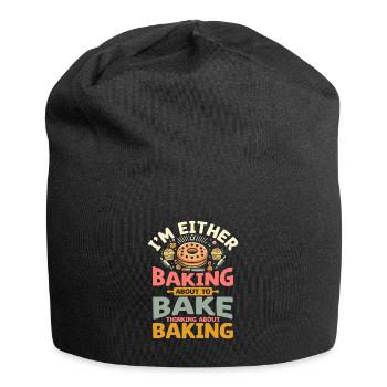 Ich backe entweder, um zu backen, denke an Bak - Jersey-Beanie - Schwarz - Vorne