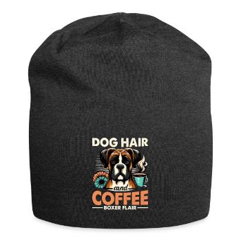 Hundehaare Und Kaffee Boxer Flair Koffein Liebhaber - Jersey-Beanie - Anthrazit - Vorne