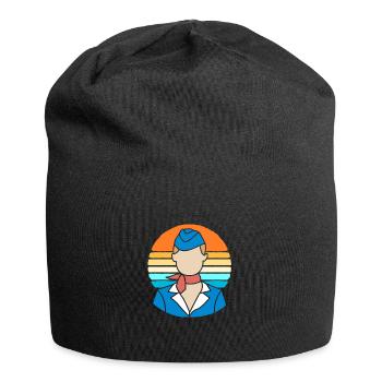 Stewardess Flugbegleiter - Jersey-Beanie - Schwarz - Vorne