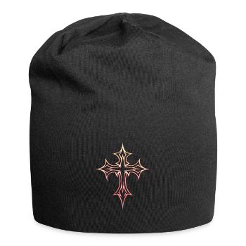 Goth Cross Y2K Emo Cross Gothic Aesthetic Tribal - Jersey Beanie - black - Front