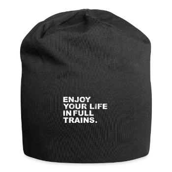 Denglisch Enjoy Your Life in Full Trains, - Jersey Beanie - black - Front