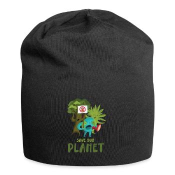 Speichern Sie Unser Planetendesign Für Den - Jersey-Beanie - Schwarz - Vorne