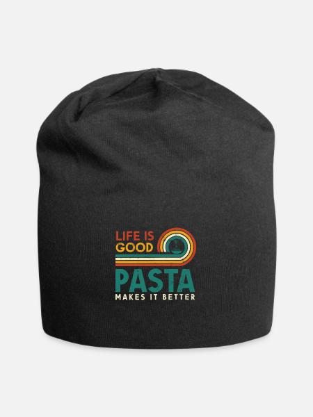 Das Leben Ist Gut. Pasta Macht Es Besser - Jersey-Beanie - Schwarz