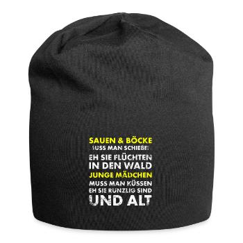 Jäger und Schürzenjäger Design mit lustigem Spruch - Jersey-Beanie - Schwarz - Vorne