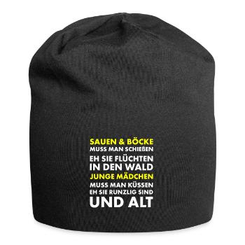 Jäger und Schürzenjäger Design mit lustigem Spruch - Jersey-Beanie - Schwarz - Vorne