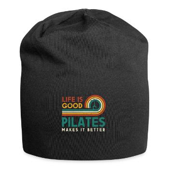 Das Leben Ist Gut, Pilates Macht Es Besser Für - Jersey-Beanie - Schwarz - Vorne