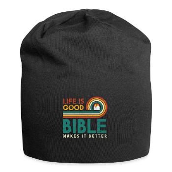 Life is good, Bible makes it better - Jersey Beanie - black - Front