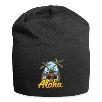 Aloha Pineapple And Pine Tree Design For The Beach - Jersey Beanie - black - Front