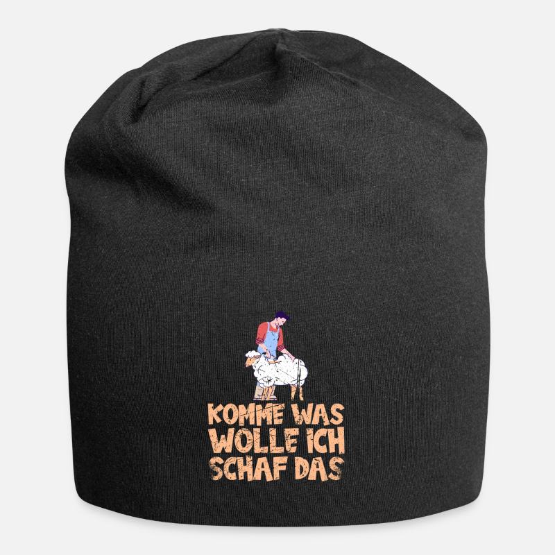 Schäffchen Wortspiel, Schafe - Jersey-Beanie - Schwarz