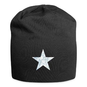 Blue and white marble star - Jersey Beanie - black - Front