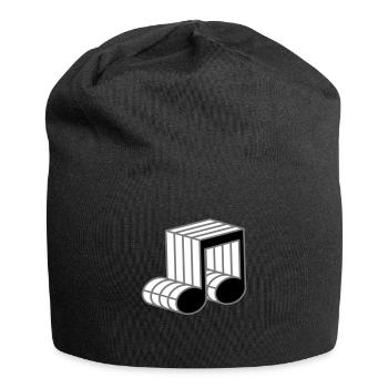 music note pattern symbol contour 3d characters party mu - Jersey Beanie - black - Front