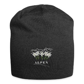 Alpen, Edelweiss, Berge - Jersey-Beanie - Anthrazit - Vorne