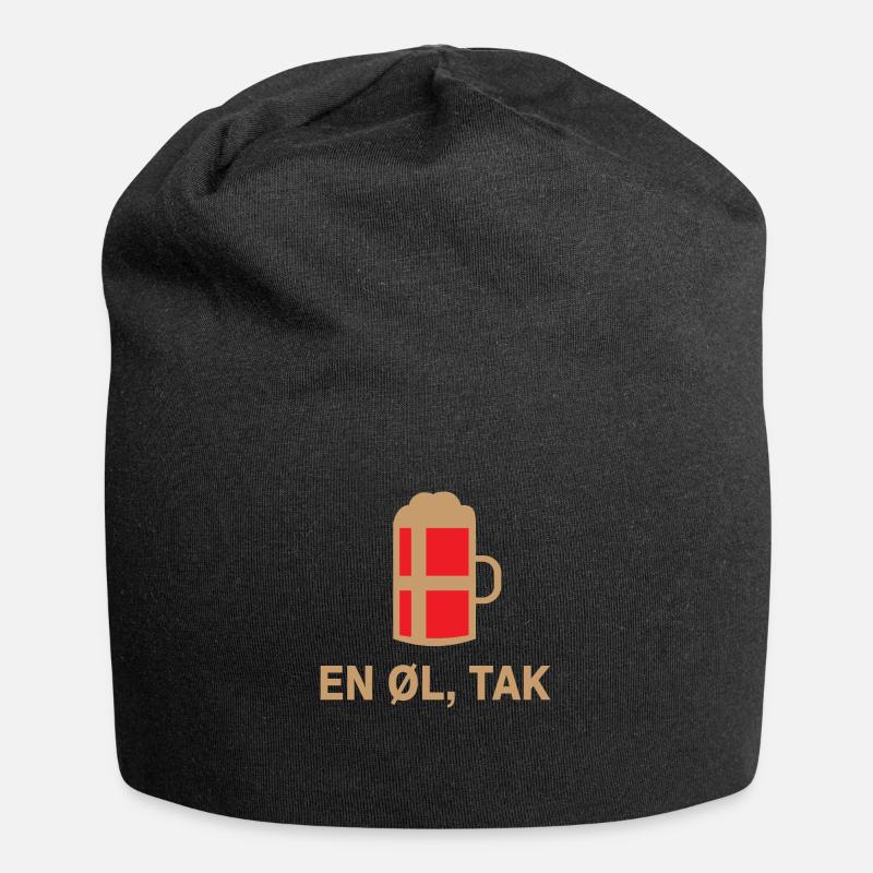 En øl tak Nord Dänemark Geschenk Spruch - Jersey-Beanie - Schwarz