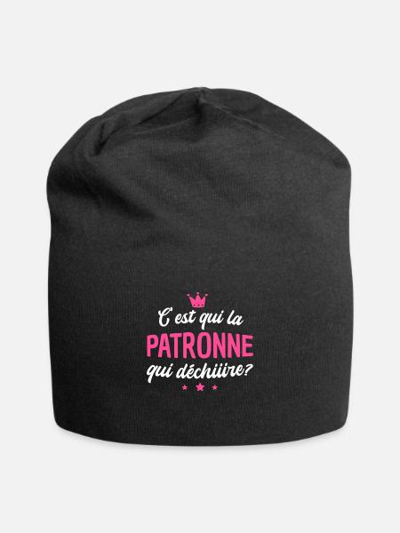 c'est qui la patronne qui déchire / humour femme - Bonnet en jersey - noir