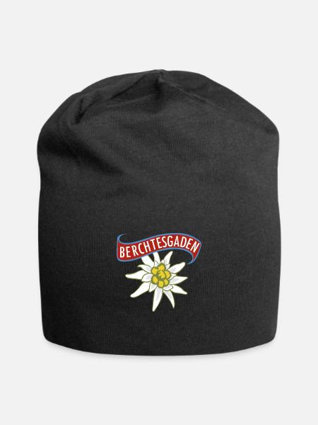 Berchtesgaden Schriftzug Edelweiß - Jersey-Beanie - Schwarz