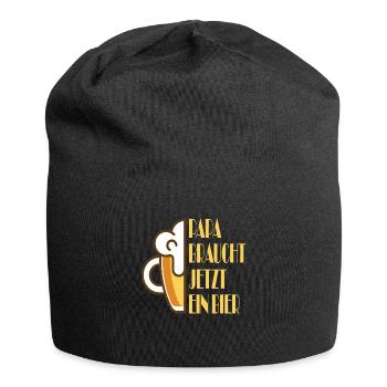 Papa braucht jetzt ein Bier - Jersey-Beanie - Schwarz - Vorne