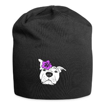 Staffordshire mit Hibiskus - Jersey-Beanie - Schwarz - Vorne