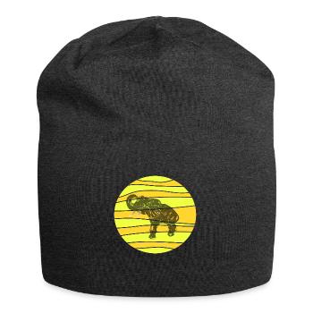 Edelfant Elefant im typisch afrikanischen Look. - Jersey-Beanie - Anthrazit - Vorne