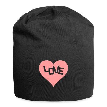 Love Liebe Herz - Jersey-Beanie - Schwarz - Vorne