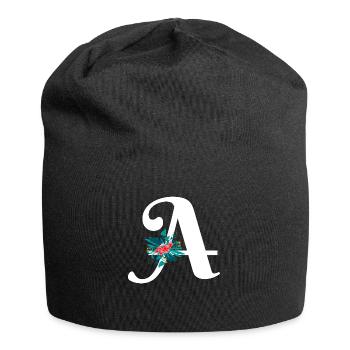 Buchstabe A blumig - Jersey-Beanie - Schwarz - Vorne