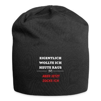 EIGENTLICH WOLLTE ICH RAUS HEUTE JETZT ZOCKE ICH - Jersey-Beanie - Schwarz - Vorne