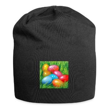Farbenfrohe Ostereier - Jersey-Beanie - Schwarz - Vorne