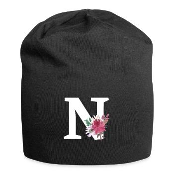 Buchstabe n blumig - Jersey-Beanie - Schwarz - Vorne