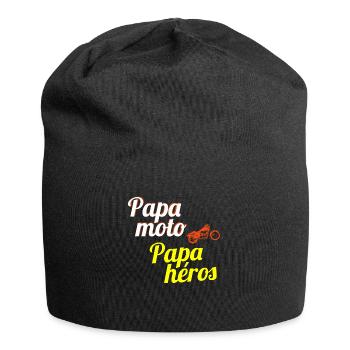 papa moto papa héros - Bonnet en jersey - noir - Devant