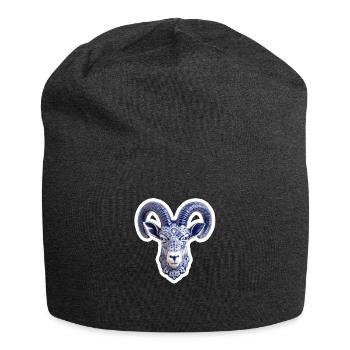 Keramischer Hirschkopf - Jersey-Beanie - Anthrazit - Vorne