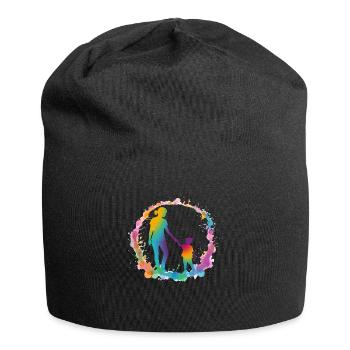 Silhouette de maman et sa fille - Bonnet en jersey - noir - Devant