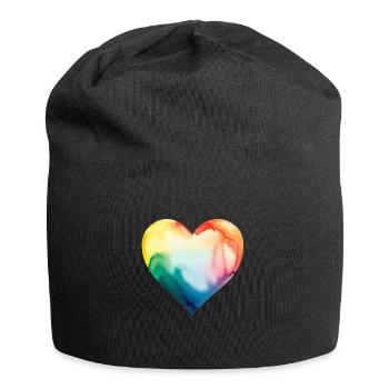 Arc-en-ciel au cœur LGBT - Bonnet en jersey - noir - Devant