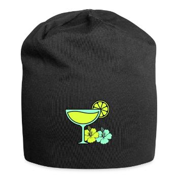 cocktail hibiskus - Jersey-Beanie - Schwarz - Vorne