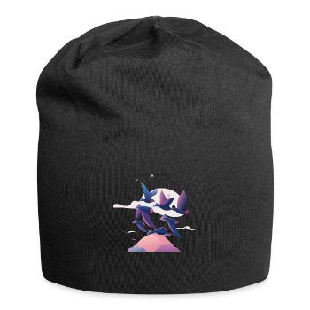 Oiseaux au-dessus des nuages (Collection d’animaux rêveurs) - Bonnet en jersey - noir - Devant