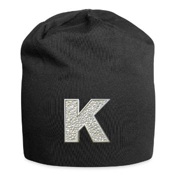 K, letter, letter K, initial, initial K, monogram, - Jersey Beanie - black - Front