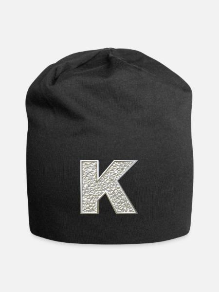 K, lettre, lettre K, initiale, initiale K, monogramme, - Bonnet en jersey - noir